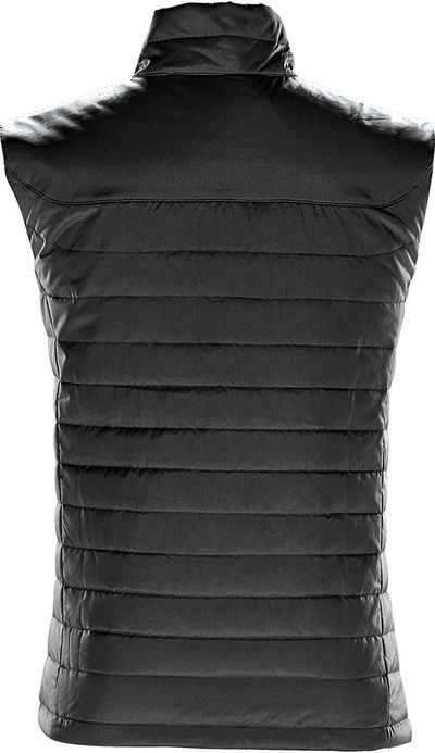 Am image of a Custom STORMTECH MENS NAUTILUS QUILTED VEST in BLACK!