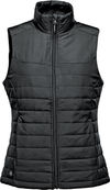 Am image of a Custom Stormtech Womens Nautilus Quilted Vest in BLACK!