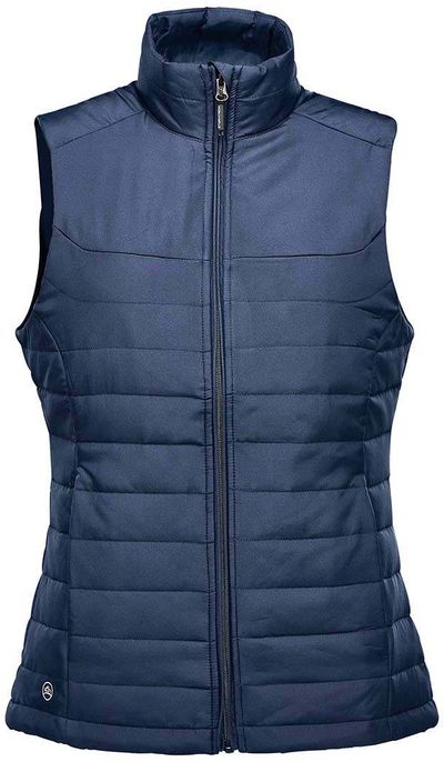 Am image of a Custom Stormtech Womens Nautilus Quilted Vest in NAVY!