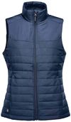 Am image of a Custom Stormtech Womens Nautilus Quilted Vest in NAVY!