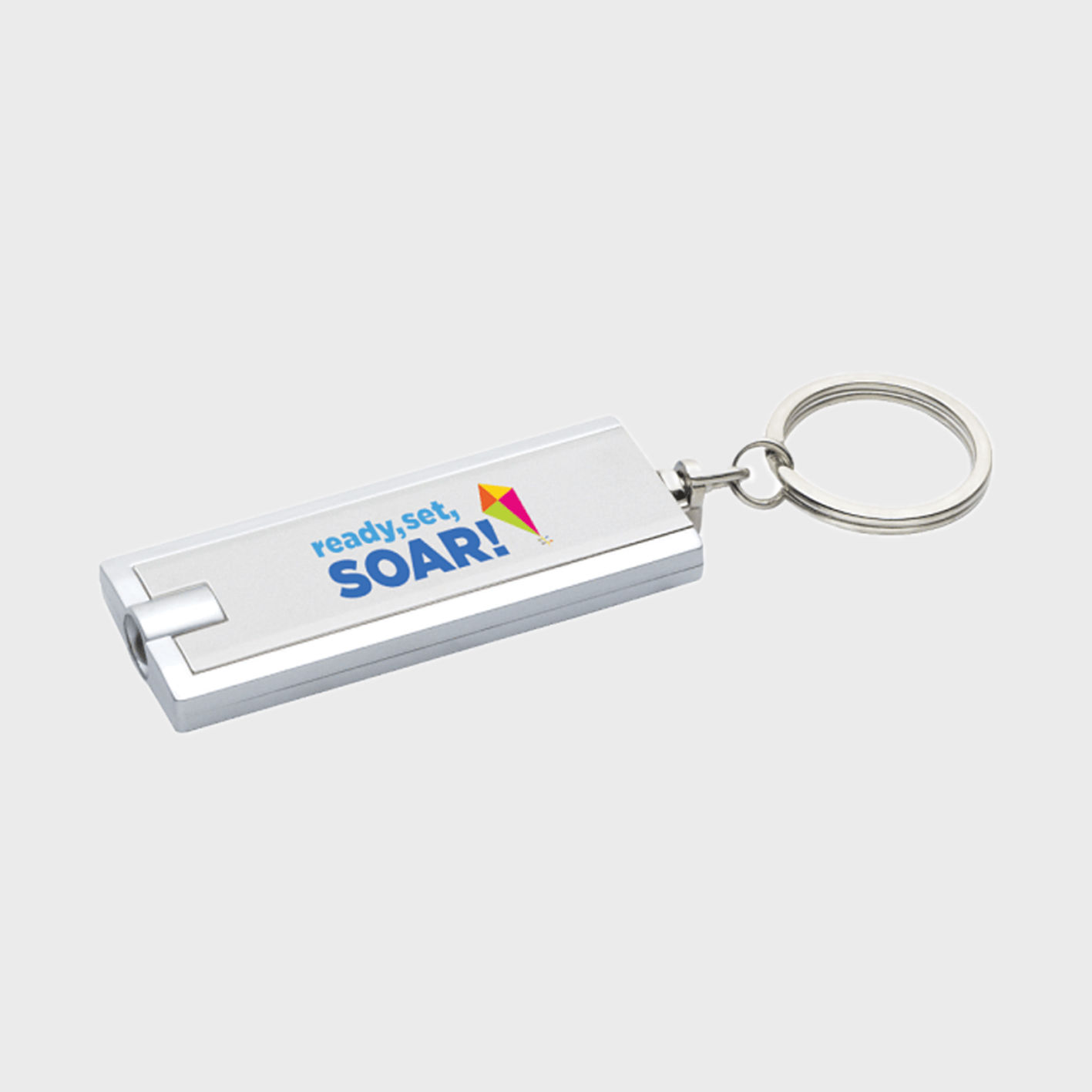 An image of a custom printed keychain that you can print your design on!