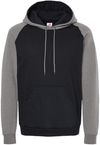 Am image of a Custom King Fashion Fleece Raglan Hooded Sweatshirt in Black/Grey Heather!