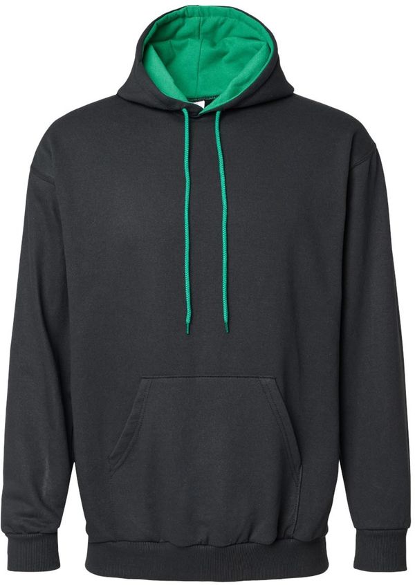 Am image of a Custom King Fashion Two Tone Hooded Sweatshirt in Black/Kelly!