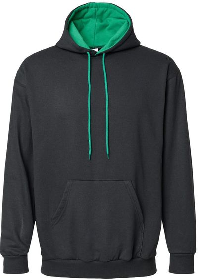 Am image of a Custom King Fashion Two Tone Hooded Sweatshirt in Black/Kelly!