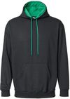 Am image of a Custom King Fashion Two Tone Hooded Sweatshirt in Black/Kelly!