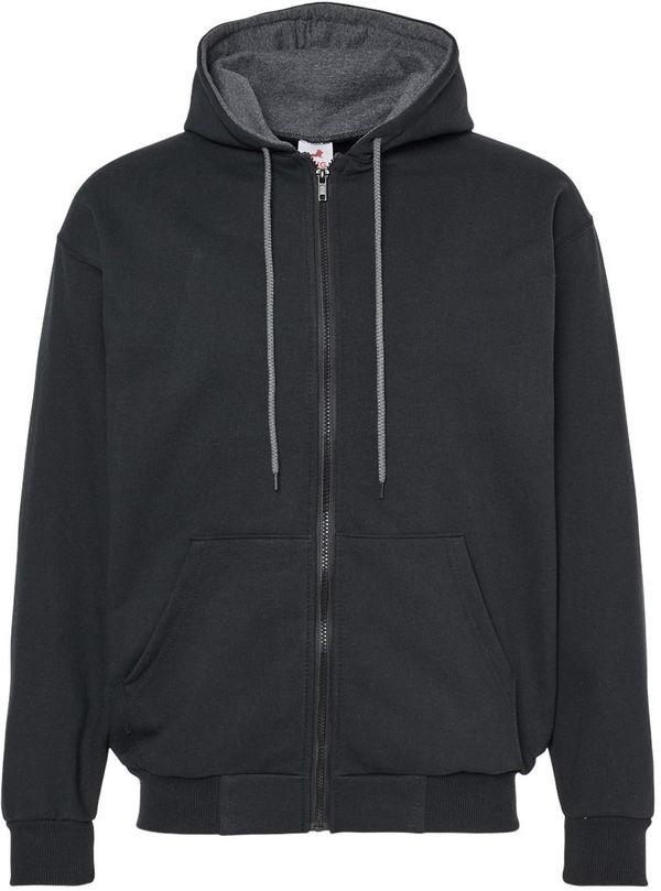 Am image of a Custom King Fashion Full Zip Hooded Sweatshirt in Black/Charcoal!