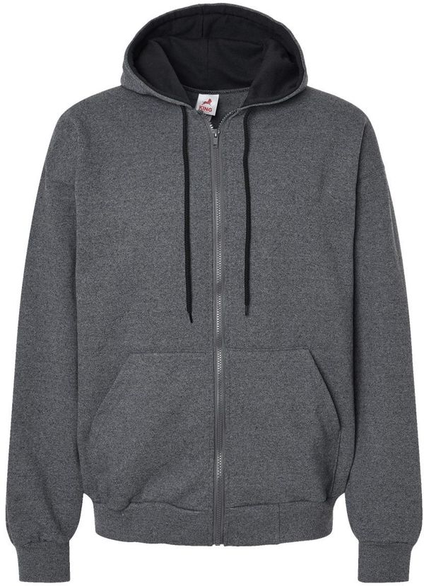 An image of a Custom King Fashion Full Zip Hooded Sweatshirt in Charcoal/Black!