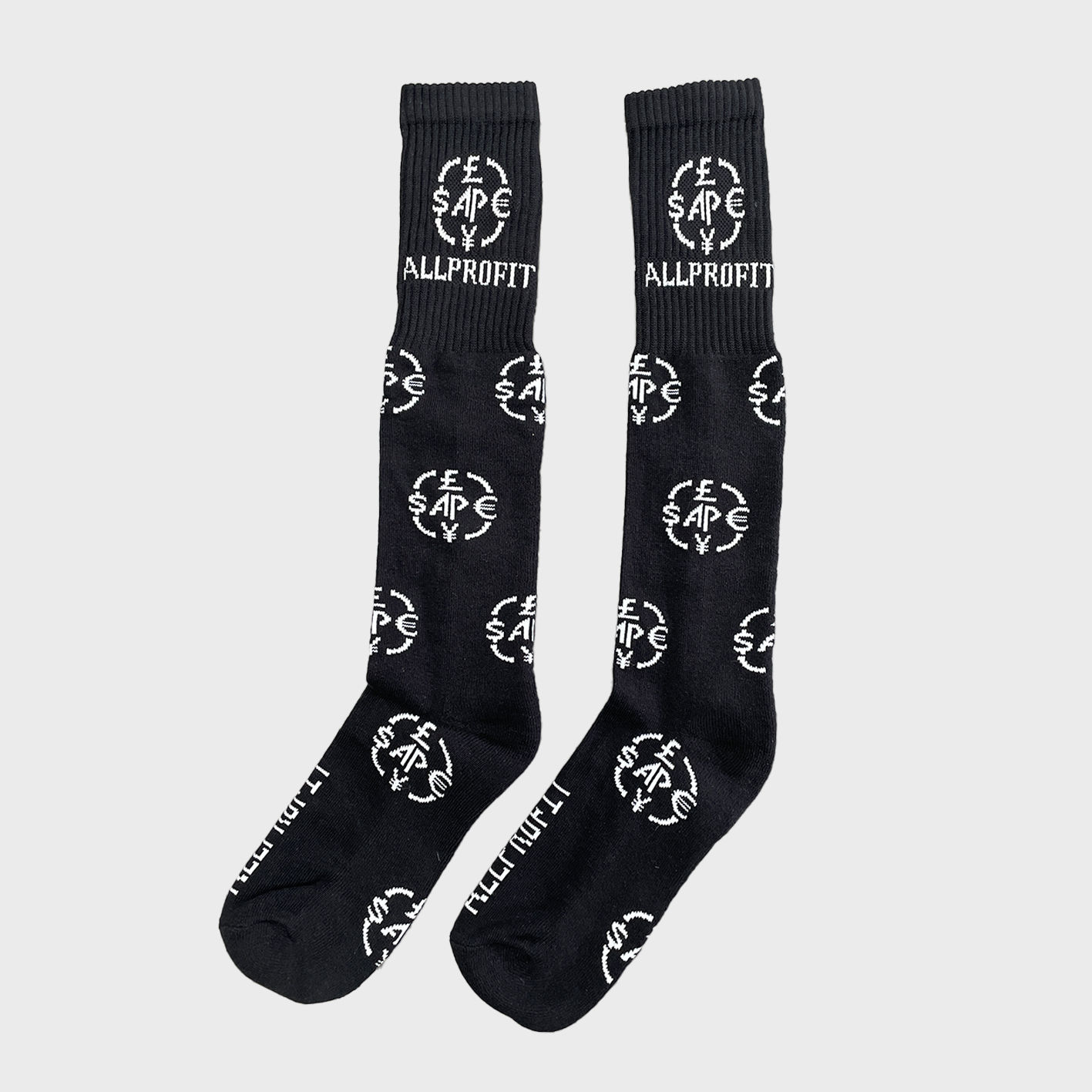 An image of custom knee high socks that you can print your logo on!