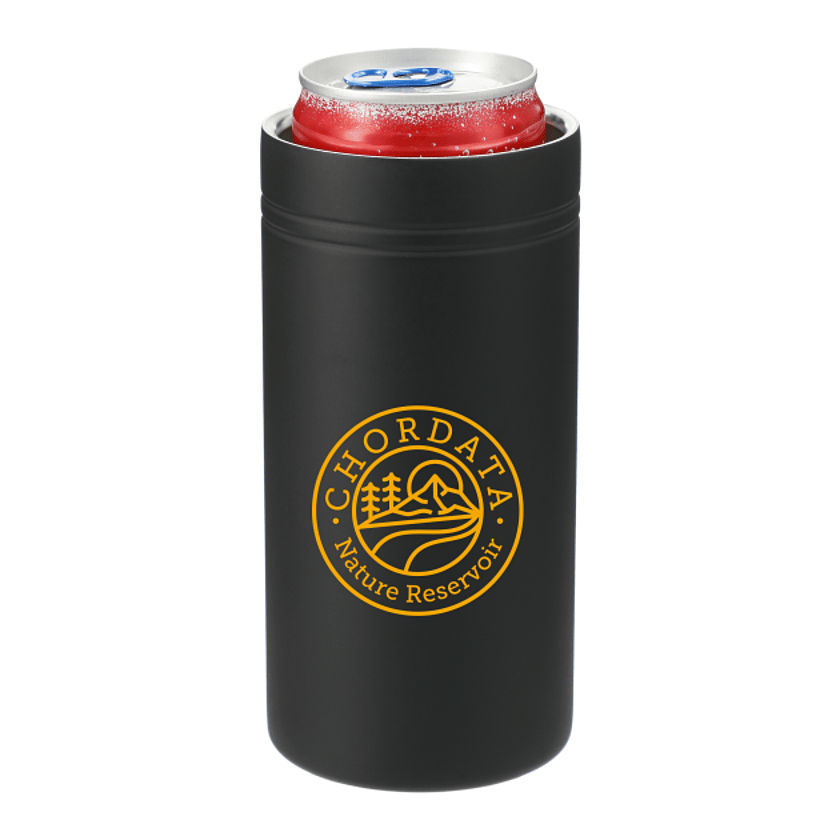 An image of custom printed metal drink koozies