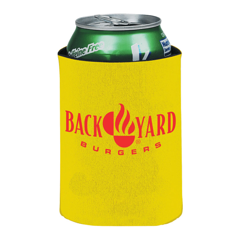 A screen printed koozie