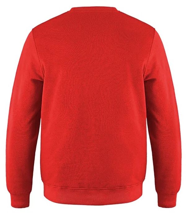 Am image of a Custom CSW Adult Crewneck Pullover Sweatshirt in Red!