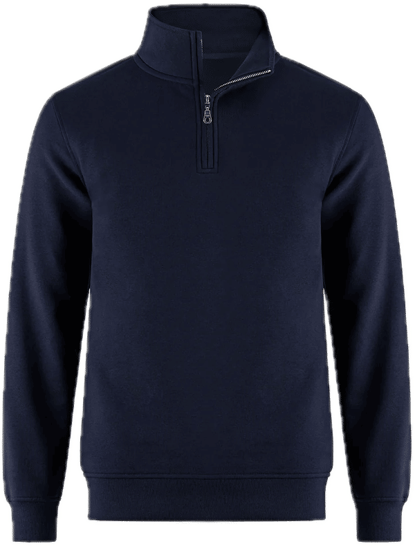 Am image of a Custom CSW Flux Quarter Zip Pullover in Navy!