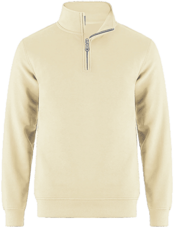 Am image of a Custom CSW Flux Quarter Zip Pullover in Ivory!