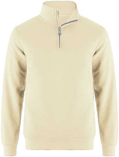 Am image of a Custom CSW Flux Quarter Zip Pullover in Ivory!