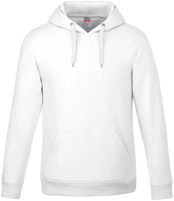 Am image of a Custom CSW Vault Adult Pullover Hoodie in White!