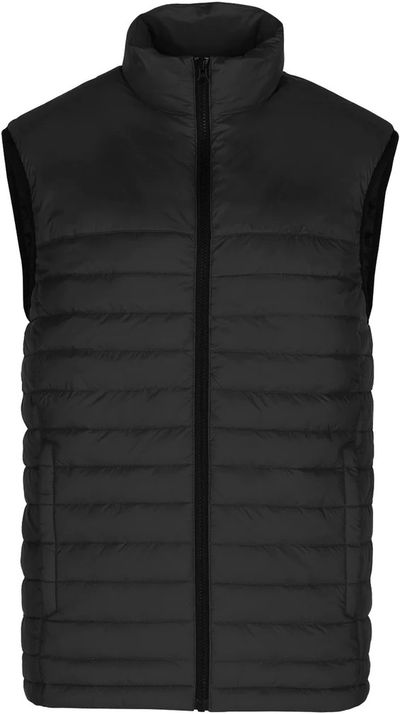 Am image of a Custom CX2 Faro Mens Lightweight Puffy Vest in Black!