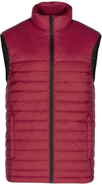 Am image of a Custom CX2 Faro Mens Lightweight Puffy Vest in Red!