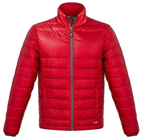 Am image of a Custom CX2 Arctic Mens Polyester Quilted Down in Red!