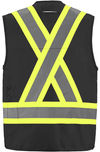 Am image of a Custom CX2 High Vis Surveyor Safety Vest in Black!