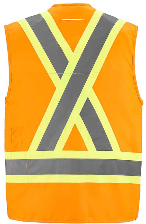 Am image of a Custom CX2 High Vis Surveyor Safety Vest in Hi Vis Orange!