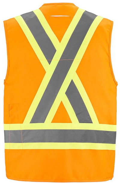 Am image of a Custom CX2 High Vis Surveyor Safety Vest in Hi Vis Orange!