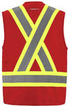 Am image of a Custom CX2 High Vis Surveyor Safety Vest in Red!
