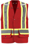 Am image of a Custom CX2 High Vis Surveyor Safety Vest in Red!