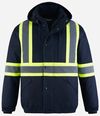 Am image of a Custom CX2 Peterbuilt 3 in 1 Hi Vis Bomber Jacket in Navy!