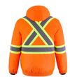 Am image of a Custom CX2 Peterbuilt 3 in 1 Hi Vis Bomber Jacket in Hi Vis Orange!