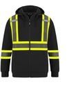 Am image of a Custom CX2 Infinity Hi Vis Polyester Full Zip Hoodie in Black!