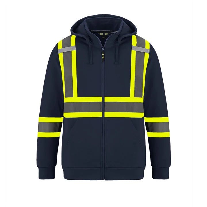CX2 Infinity Hi Vis Polyester Full Zip Hoodie in Navy