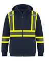 Am image of a Custom CX2 Infinity Hi Vis Polyester Full Zip Hoodie in Navy!