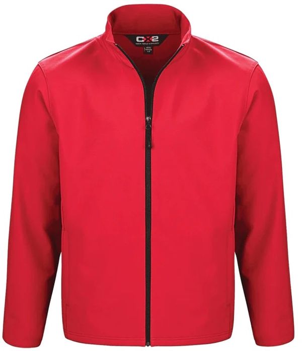 Am image of a Custom CX2 Cadet Lightweight Softshell Jacket in Red!