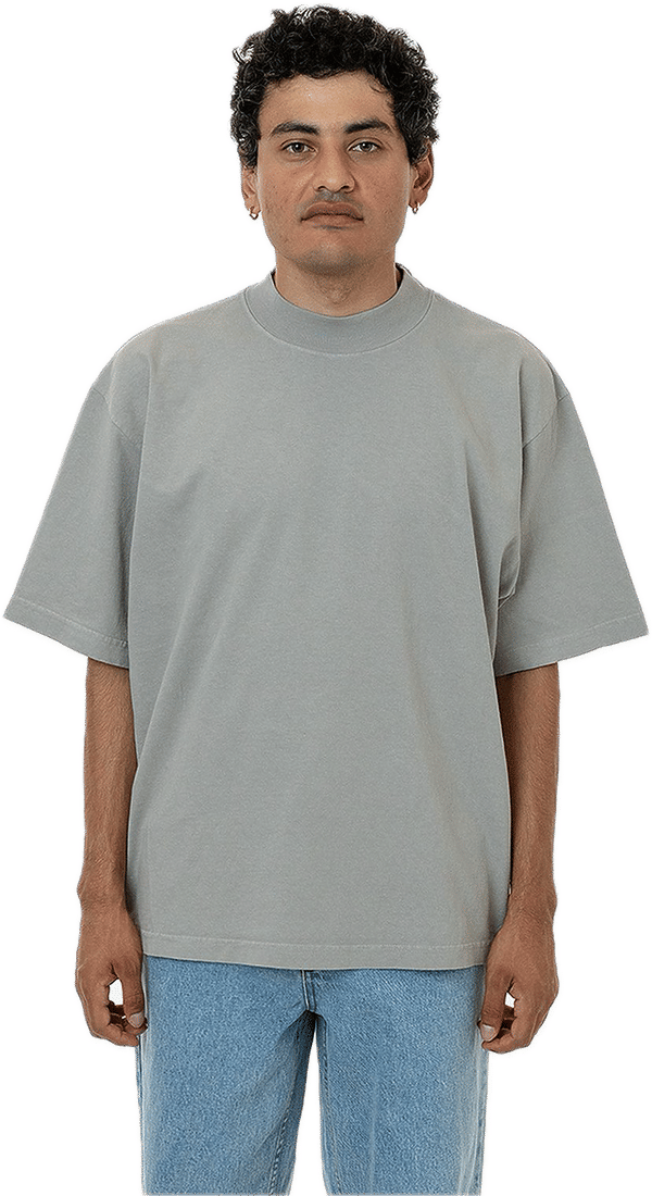 An image of a Custom LA Apparel 18 singles SS Oversized Mock Tee!
