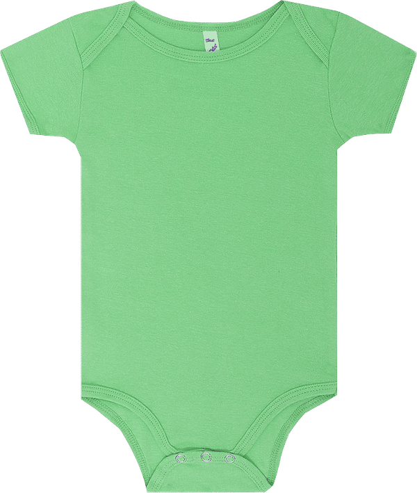 Am image of a Custom LA Apparel Baby Rib Infant One Piece in Grass Green!