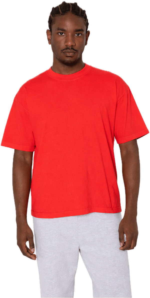 An image of a Custom LA Apparel Garment Dye Crew Neck in Bright Orange!