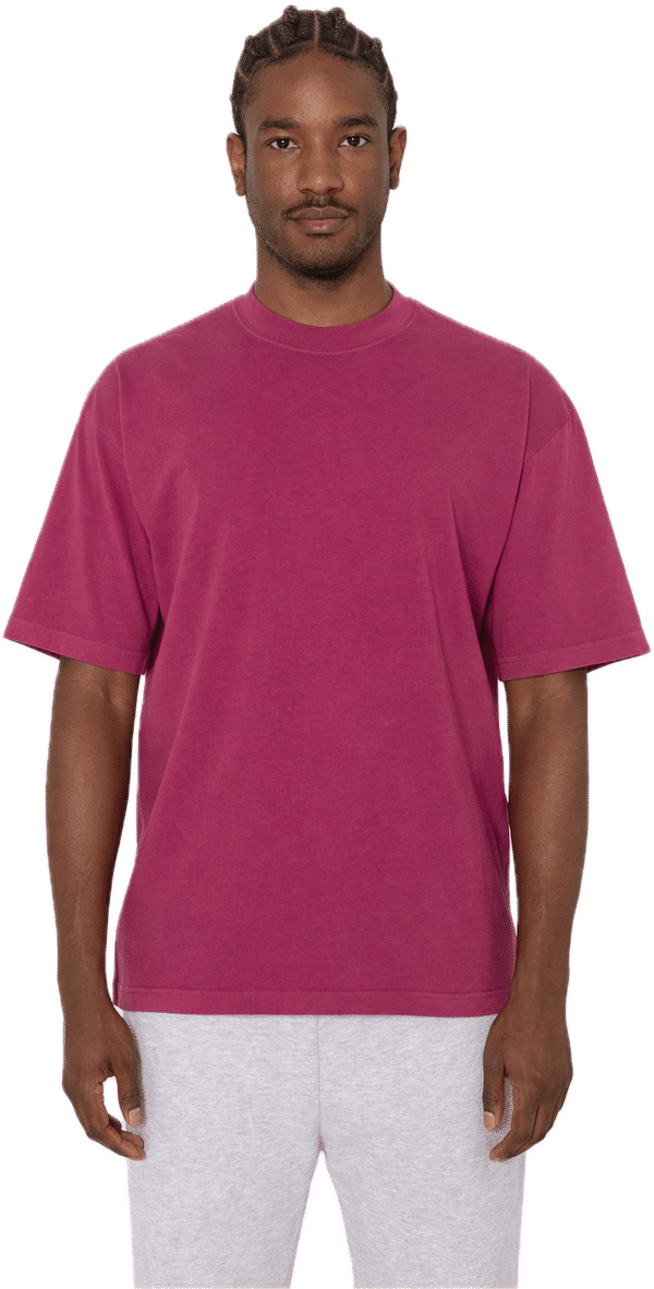 An image of a Custom LA Apparel Garment Dye Crew Neck in Ruby!