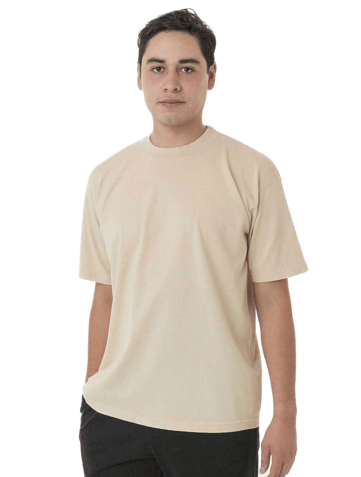 LA Apparel Grmnt Dye Crew Neck 6.5oz in Beige
