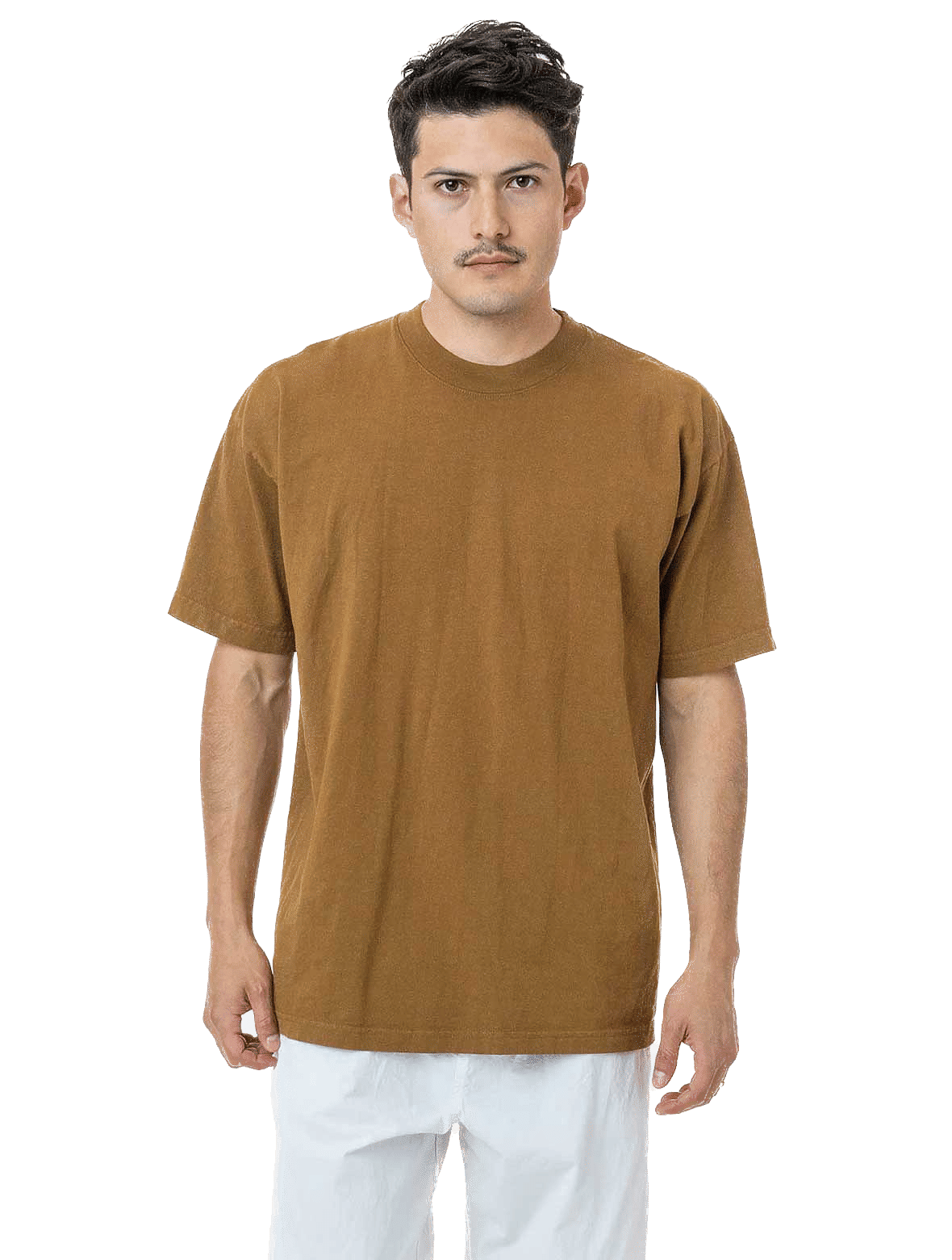 LA Apparel Grmnt Dye Crew Neck 6.5oz in Brass