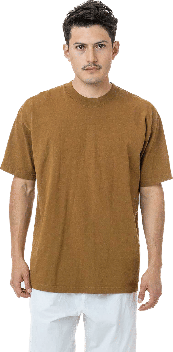 Am image of a Custom LA Apparel Grmnt Dye Crew Neck 6.5oz in Brass!