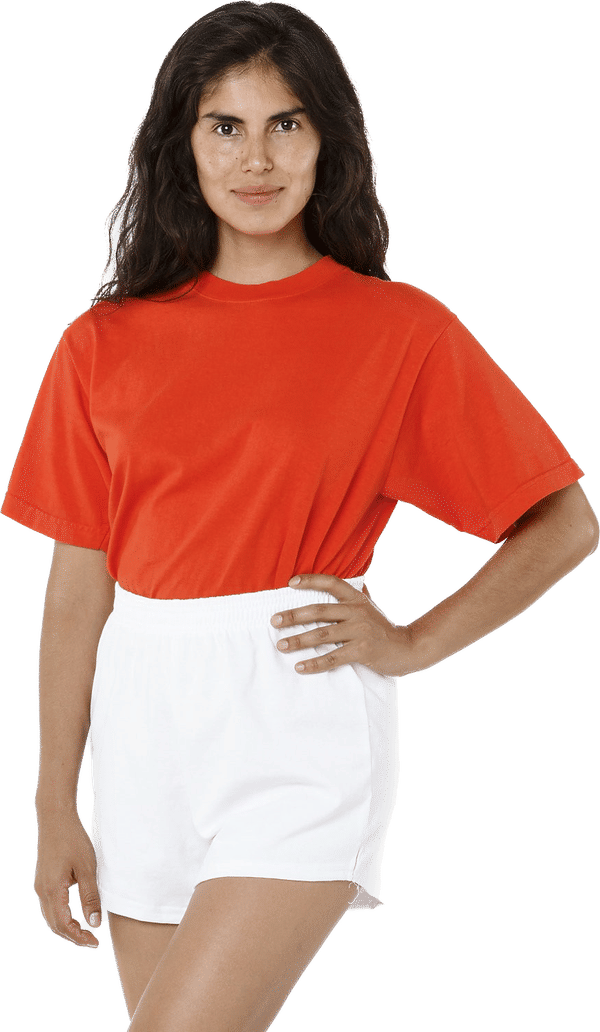 Am image of a Custom LA Apparel Grmnt Dye Crew Neck 6.5oz in Bright Orange!