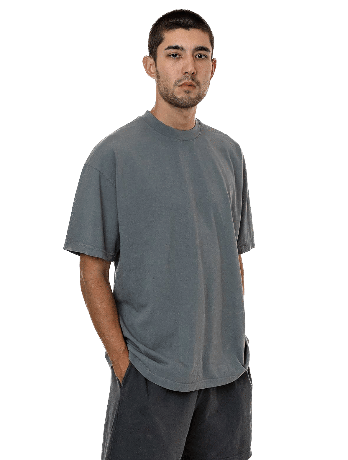 LA Apparel Grmnt Dye Crew Neck 6.5oz in Charcoal