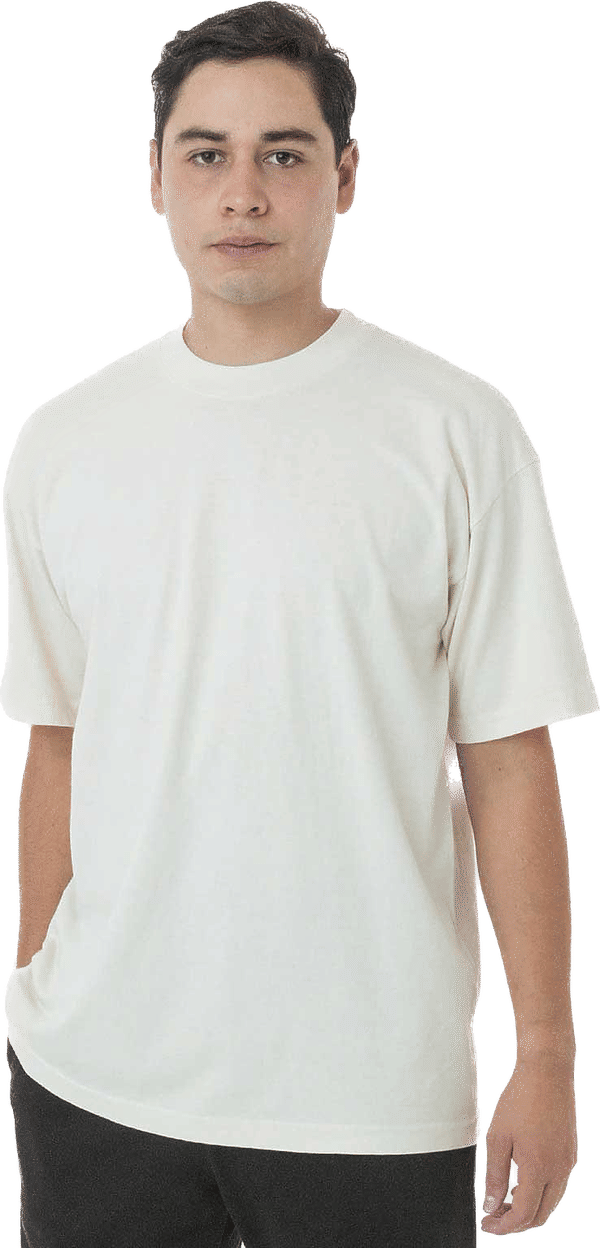 Am image of a Custom LA Apparel Grmnt Dye Crew Neck 6.5oz in Creme!