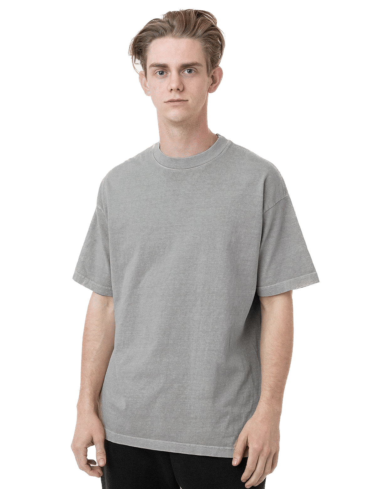 LA Apparel Grmnt Dye Crew Neck 6.5oz in Dark Silver