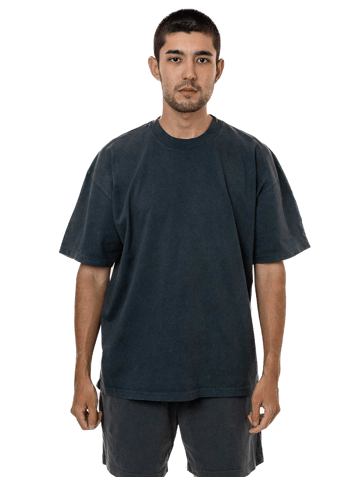 LA Apparel Grmnt Dye Crew Neck 6.5oz in Dolphin Blue