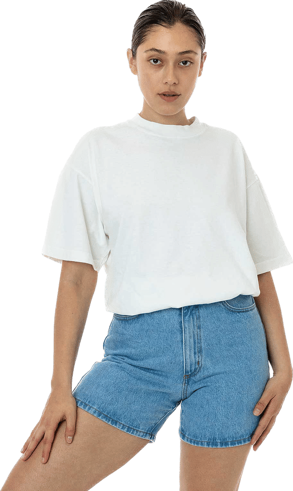 Am image of a Custom LA Apparel Grmnt Dye Crew Neck 6.5oz in Off White!