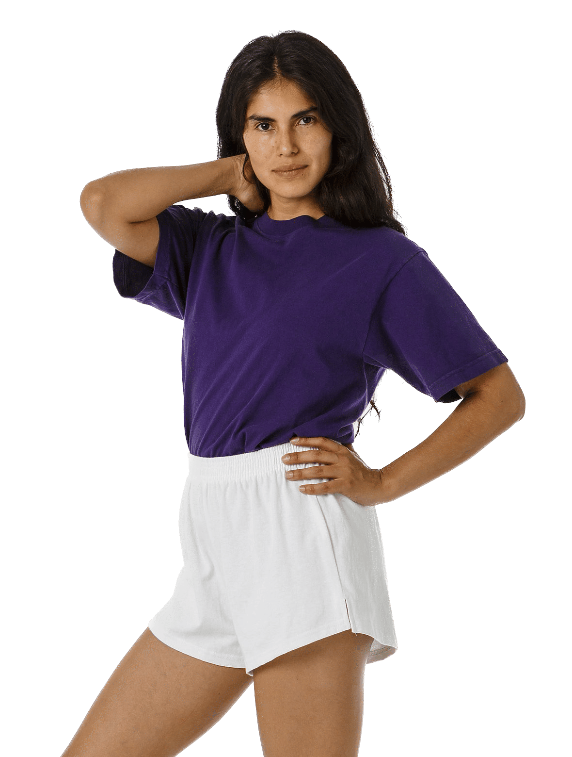 LA Apparel Grmnt Dye Crew Neck 6.5oz in Purple