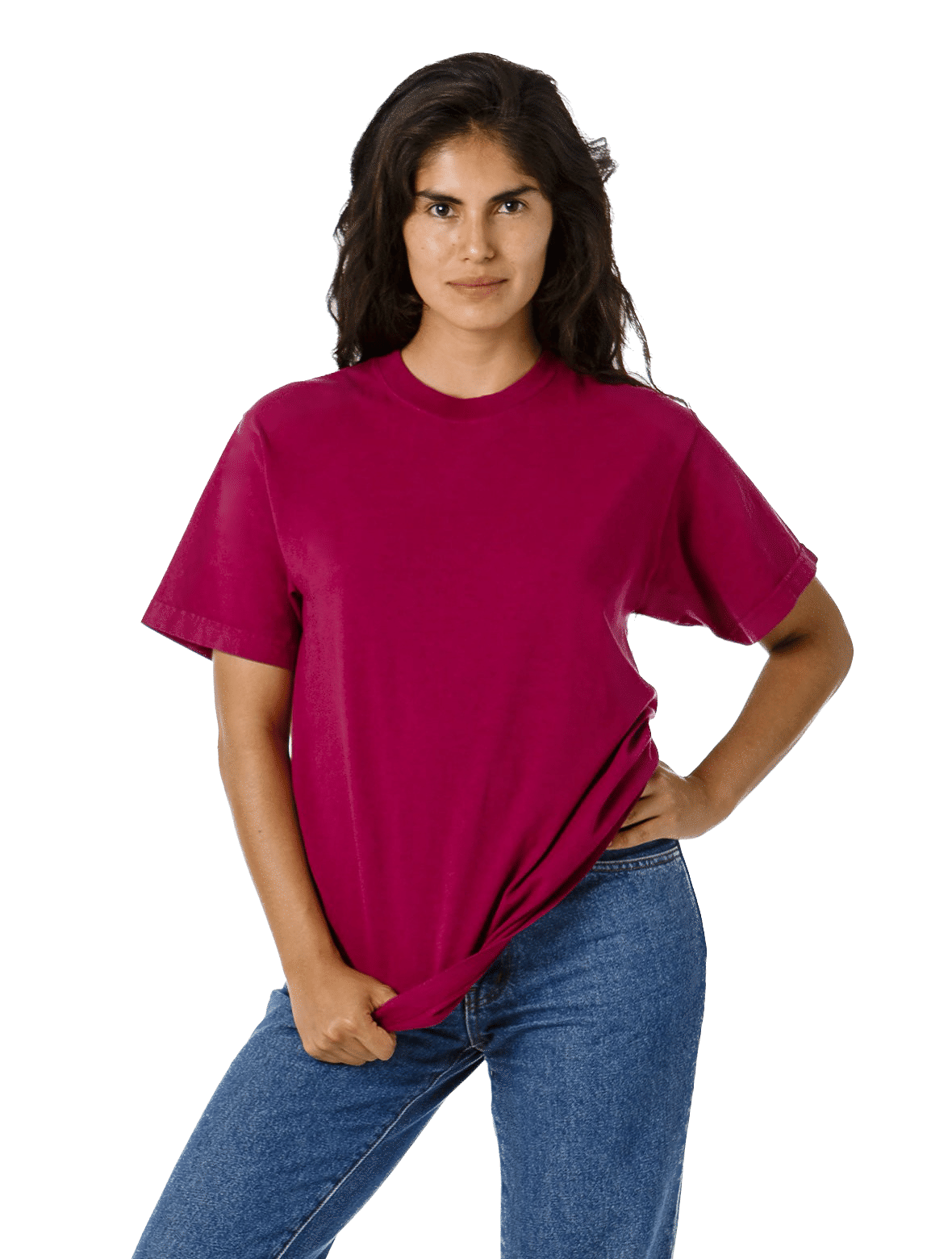 LA Apparel Grmnt Dye Crew Neck 6.5oz in Ruby
