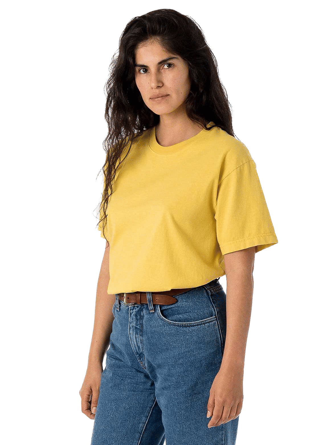 LA Apparel Grmnt Dye Crew Neck 6.5oz in Spectra Yellow