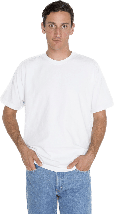 Am image of a Custom LA Apparel Grmnt Dye Crew Neck 6.5oz in White!